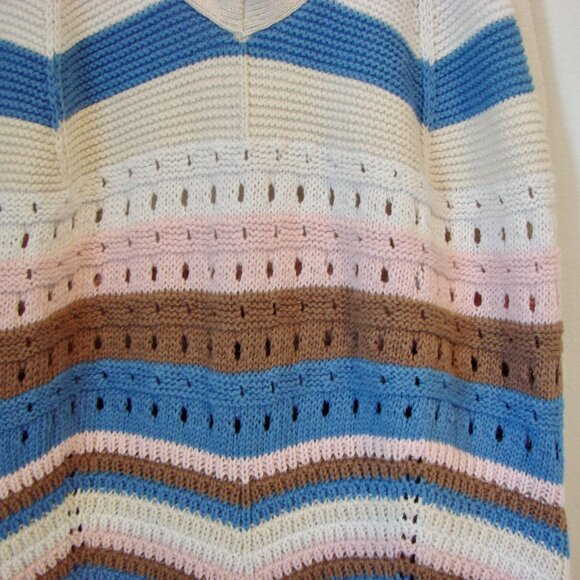 Crochet Knit Halter Summer Mini Dress Blue Pink Brown Beige Cotton Size Small - Picture 12 of 14